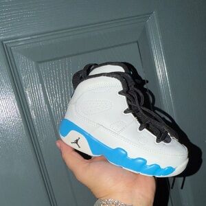 Jordan Kids White and Blue High-Top Sneakers